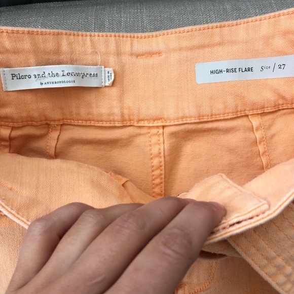 ⛔️SOLD⛔️Anthro Pilcro Orange High Rise Flare Denim - Picture 4 of 7